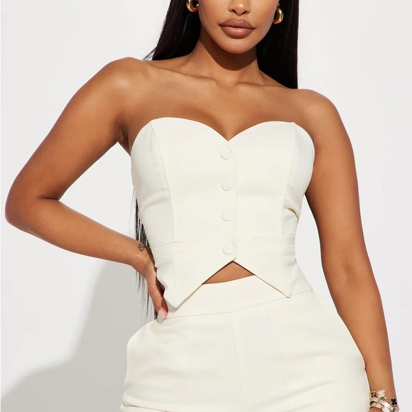 New:::fashion nova two piece cream pantsuit cream size 2x - Picture 2 of 4